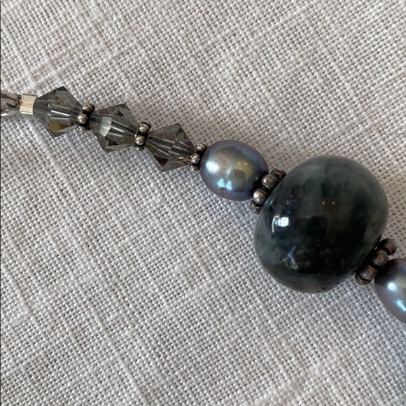 Handmade Gray Stone Beaded Necklace - Picture 3 of 3